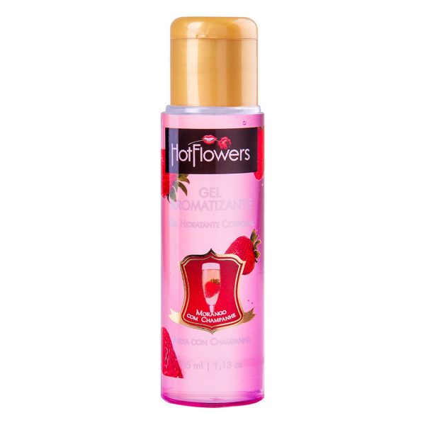GEL HOT AROMATIZANTE 35ML HOT FLOWERS - MORANGO COM CHAMPANHE