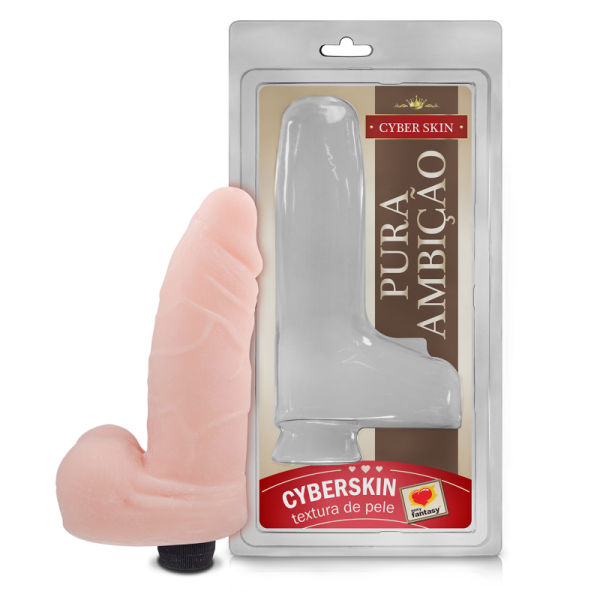 PRÓTESE COM ESCROTO E VIBRO EM CYBERSKIN – 13X3,5CM - Sexy Fantasy