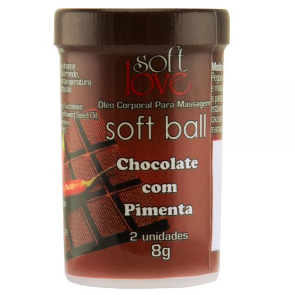 SOFT BALL BOLINHA BEIJÁVEL 8G 02 UNIDADES SOFT LOVE - CHOCOLATE COM PIMENTA