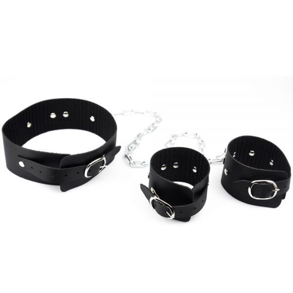KIT COLEIRA E ALGEMAS COM CORRENTE 50CM DOMINATRIXXX