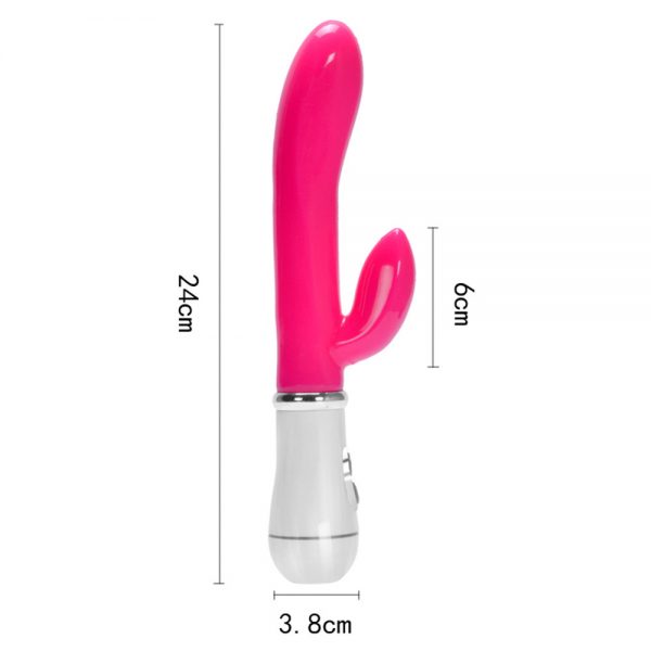 VIBRADOR SILICONE RABBIT DE USB COM 8 VIBRAÇÕES - ROSA