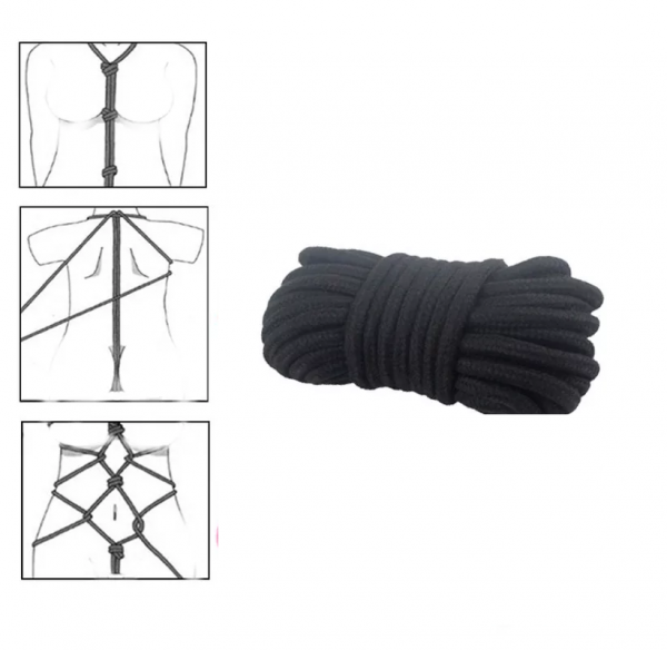 Corda Para Bondage 100% Algodão - 10 metros - Preta