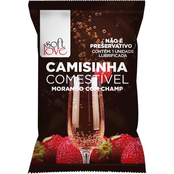 CAMISINHA COMESTÍVEL AROMÁTICA SOFT LOVE - MORANGO COM CHAMPANHE