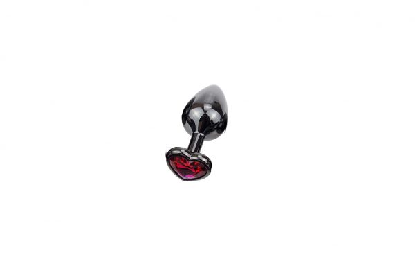 PLUG EM AÇO INOX DE CORAÇÃO COM JOIA VERMELHO - M