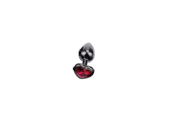 PLUG EM AÇO INOX DE CORAÇÃO COM JOIA VERMELHO - P