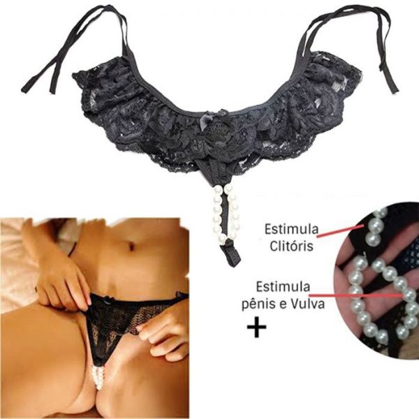 CALCINHA TAILANDESA DE AMARRAR MASSAGEADORA - JEITO SEXY - PRETO