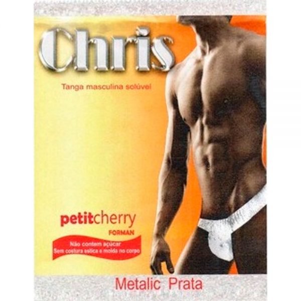 TANGA MASCULINA COMESTÍVEL CHRIS METALIC CAMINHOS DO AMOR - PRATA