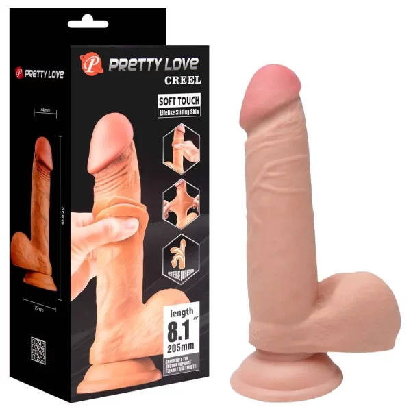 Prótese Realística Pele Dupla 20.5 X 4.4Cm Baile: realismo, ventosa forte e flexibilidade para prazer intenso.