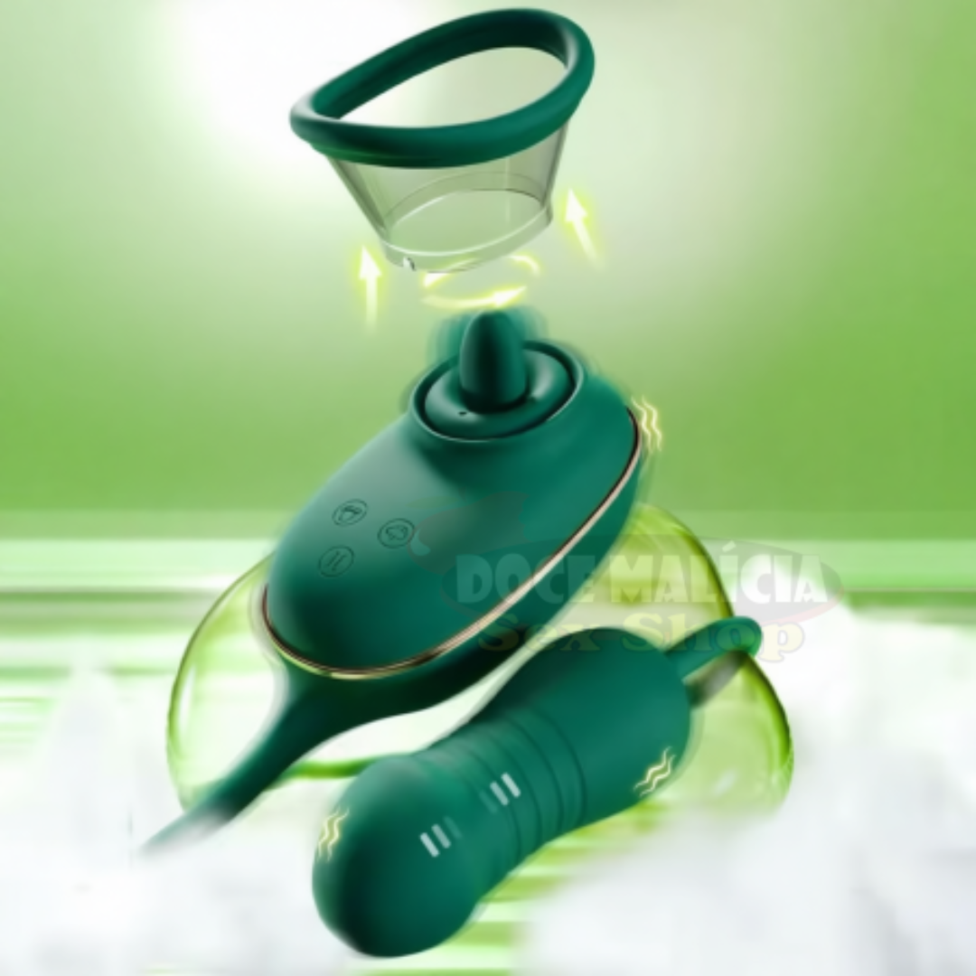 Estimulador Clitoriano Que Suga e Lambe Com Vai e Vem! O vibrador 3 em 1 recarregável USB. Potência máxima com 9 intensidades e é à prova d'água. Compre já!