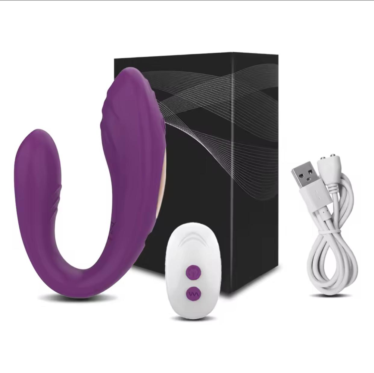 Vibrador Formato U Com Controle USB 10 Vibrações e resistente à água! Estimule Ponto-G e Clitóris simultaneamente. Recarregável e prazer em dobro!