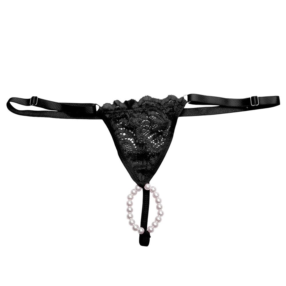 Fio Dental Tailandesa Com Regulador Tallyta: renda sensual, pérolas massageadoras e ajuste perfeito. Conforto e prazer em uma só peça.