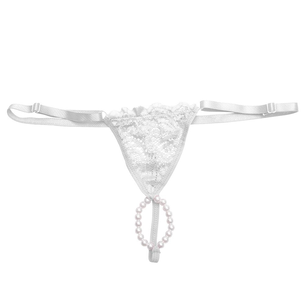 Fio Dental Tailandesa Com Regulador Tallyta: renda sensual, pérolas massageadoras e ajuste perfeito. Conforto e prazer em uma só peça.