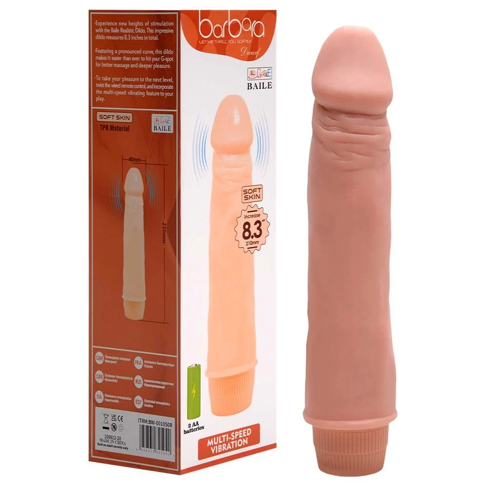 Prótese Realista Com Vibrador Multivelocidade 21.5 x 4cm Baile: intensifique seu prazer com textura suave e ajuste de vibração. Aproveite!