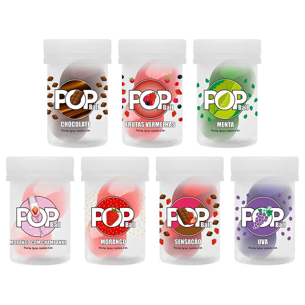 Compre a Pop Ball Bolinha Lubrificante Beijável Sensual Love. Cápsulas que aquecem, lubrificam e têm sabor de frutas para beijos.